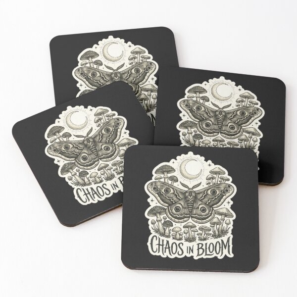 Item preview, Chaos in Bloom Sticker | Moth Mushroom Moon Cottagecore Witchy Dark Academia Vintage Decal designed and sold by irfanshikh.