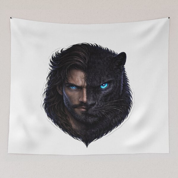 Item preview, Half Man Half Panther Face – Dark Streetwear Hybrid Sticker designed and sold by KrishAuraa.