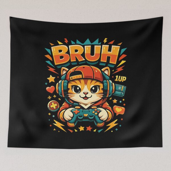Item preview, BRUH Gaming Cat with Controller T-Shirt designed and sold by OlyvieArt.