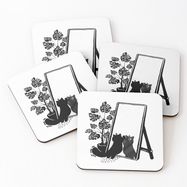 Item preview, Confused by Mirror Black Cat Art Print designed and sold by Manjia-Art.
