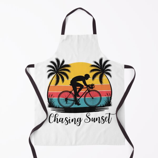 Item preview, Sunset Beach Bicycle Ride – Tropical Cycling Silhouette Retro Design designed and sold by ArcticFoxStudio.