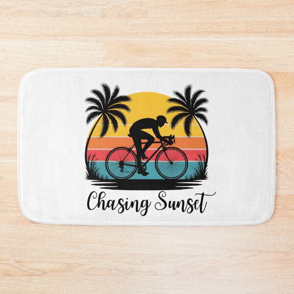 Item preview, Sunset Beach Bicycle Ride – Tropical Cycling Silhouette Retro Design designed and sold by ArcticFoxStudio.