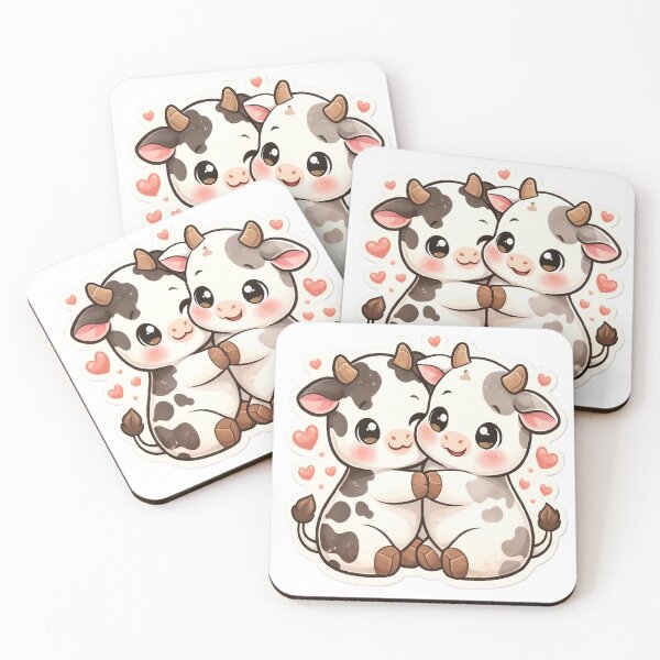 Item preview, Cute Kawaii Cows in Love Hugging Sticker | Adorable Cow Couple designed and sold by GRYFFWEAR.