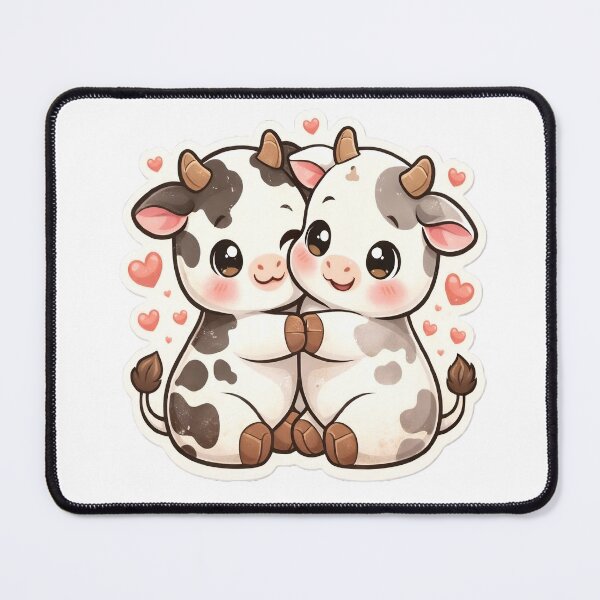 Item preview, Cute Kawaii Cows in Love Hugging Sticker | Adorable Cow Couple designed and sold by GRYFFWEAR.