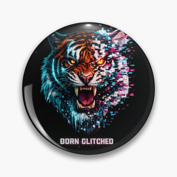 Item preview, Cyberpunk Tiger Glitch Art Born Glitched Neon T-Shirt designed and sold by etuvibes.