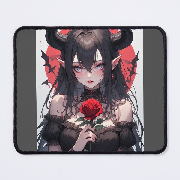 Item preview, Demon girl with a red flower designed and sold by ArtsJulian.