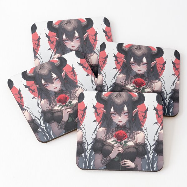Item preview, Demon girl with a red flower designed and sold by ArtsJulian.