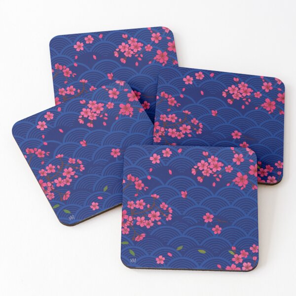 Item preview, Japanese Art - Seigaiha Wave & Sakura Blossoms – WildPaletteMM designed and sold by WildPaletteMM.