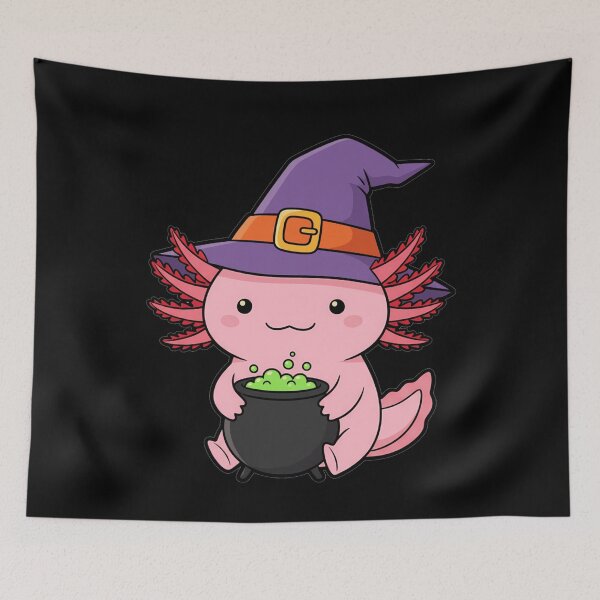Item preview, Cute Kawaii Witch Axolotl Halloween Potion Cauldron designed and sold by k3rstman1.