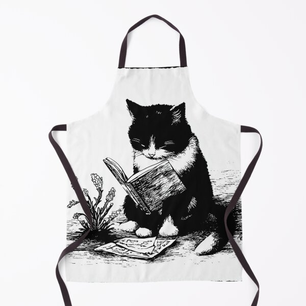 Item preview, Study Cat Black and White Reading Book Cute Cat Design designed and sold by Meow-Attitude.