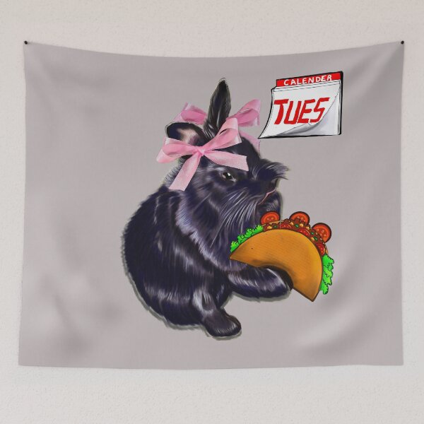 Item preview, Taco Tuesday Black Lionhead Rabbit Pink Bows Coquette Foodie Meme designed and sold by Artonmytee.