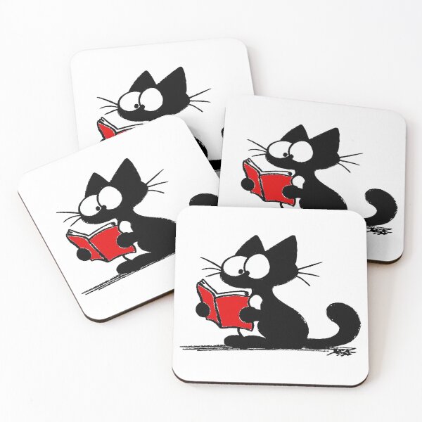 Item preview, Cute Black Cat Studying with Red Book Kawaii Design designed and sold by Meow-Attitude.