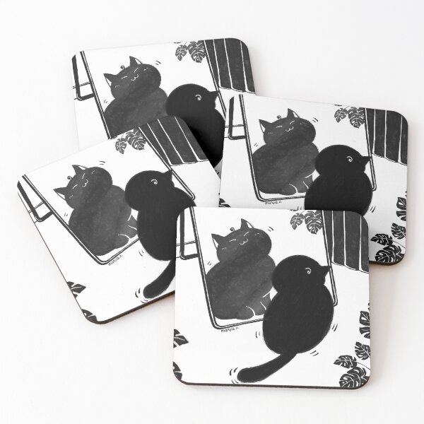 Item preview, Admiring in Mirror Black Cat Art Print designed and sold by Manjia-Art.