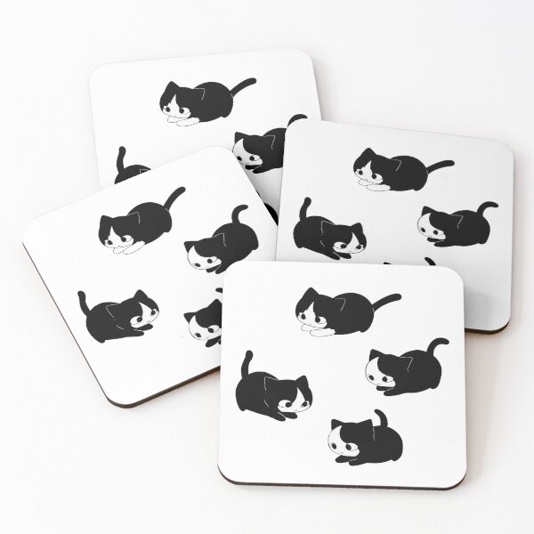 Item preview, Four Cute Cat Poses Kawaii Black and White Cat Set designed and sold by Meow-Attitude.