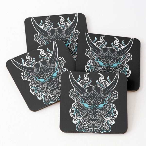 Item preview, Cyberpunk Oni Mask on Rock Blue Portrait designed and sold by PixelStudioBe.