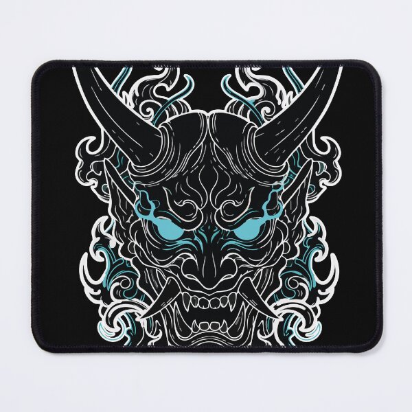 Item preview, Cyberpunk Oni Mask on Rock Blue Portrait designed and sold by PixelStudioBe.