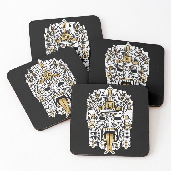 Item preview, Mayan Inca Mask Gold and White Tribal Totem designed and sold by PixelStudioBe.