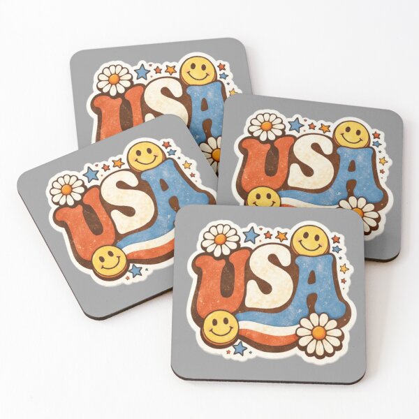 Item preview, Retro USA Smiley Face Patriotic Vintage Aesthetic Sticker designed and sold by GRYFFWEAR.