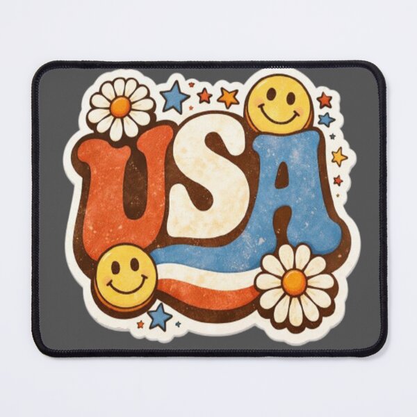 Item preview, Retro USA Smiley Face Patriotic Vintage Aesthetic Sticker designed and sold by GRYFFWEAR.