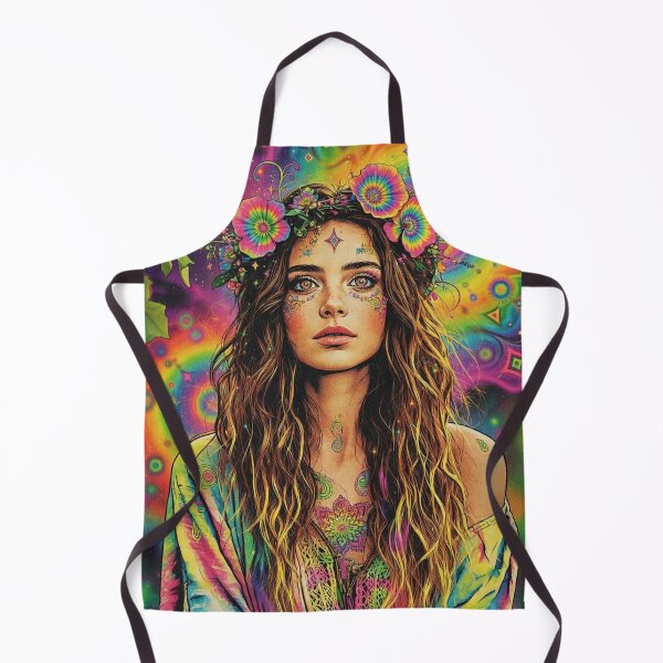 Item preview, Psychedelic Hippie Goddess - Rainbow Flower Crown & Tie-Dye Portrait designed and sold by David Brookes Digital.
