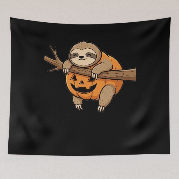 Item preview, Cute Halloween Sloth Hanging in Pumpkin Jack O designed and sold by k3rstman1.