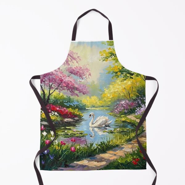 Item preview, White Swan in Impressionist Floral Garden designed and sold by Art-Inspir-AI.