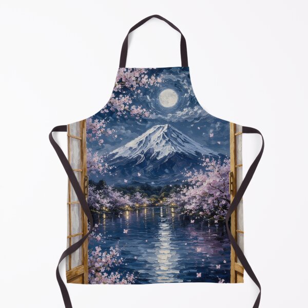 Item preview, Mount Fuji Sakura Moonlight Window View Wall Art designed and sold by Teenidesign .
