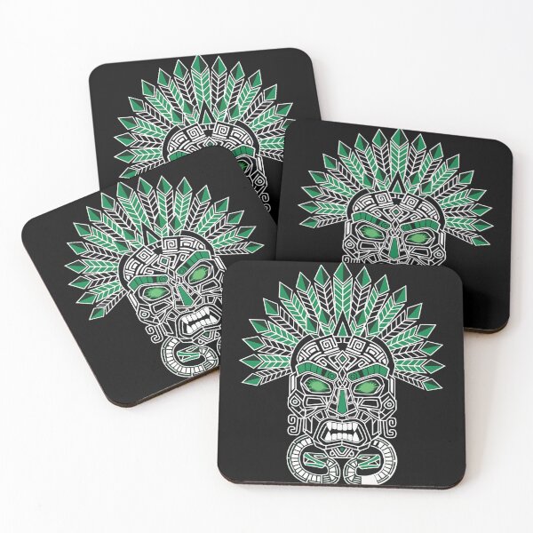 Item preview, Mayan Inca Mask Emerald White Totem Green designed and sold by PixelStudioBe.