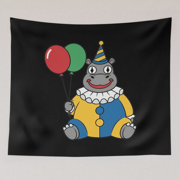 Item preview, Cute Hippo Clown with Colorful Balloons designed and sold by k3rstman1.