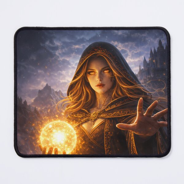 Item preview, Fire Mage Casting Magic Energy Dark Fantasy Art designed and sold by KnitOfShadoF.