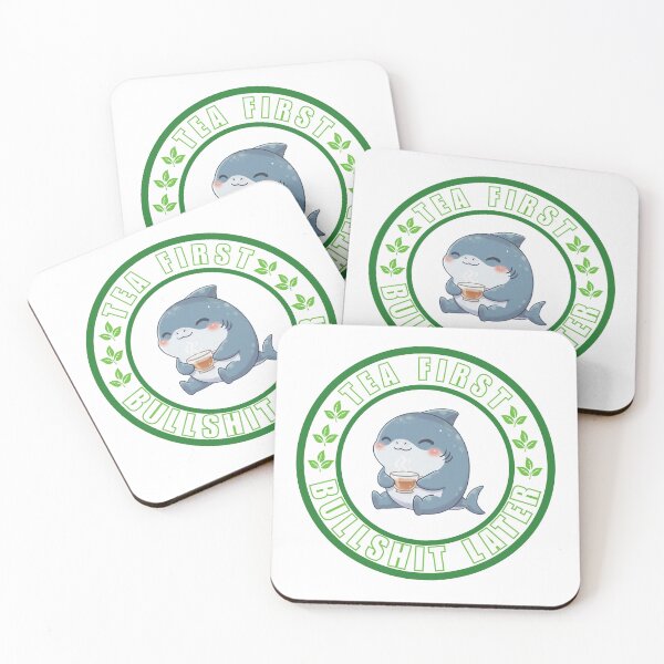 Item preview, Tea First Bullshit Later Chibi Shark  designed and sold by Nature's Chibis.