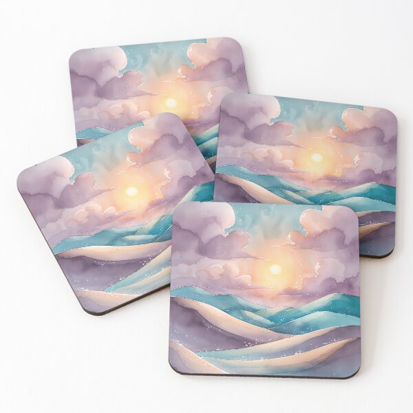 Item preview, Pastel Desert Dunes Illustration - Aesthetic Watercolor Landscape designed and sold by Art-Inspir-AI.