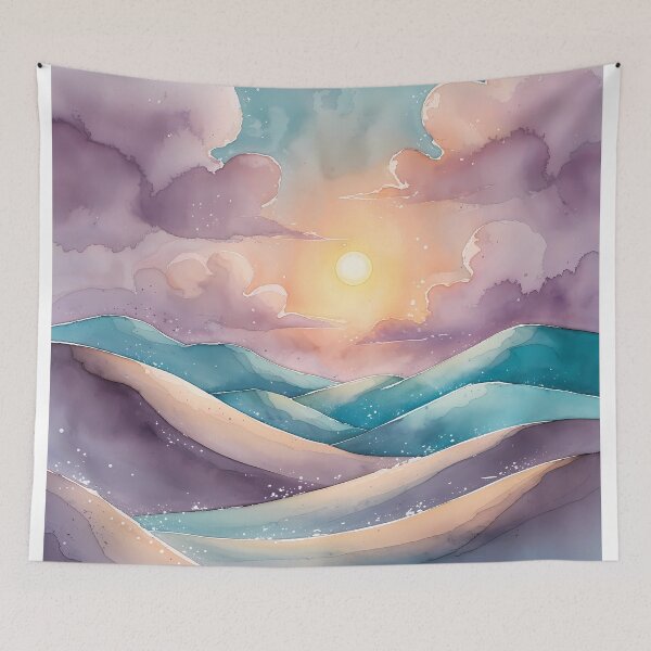 Item preview, Pastel Desert Dunes Illustration - Aesthetic Watercolor Landscape designed and sold by Art-Inspir-AI.