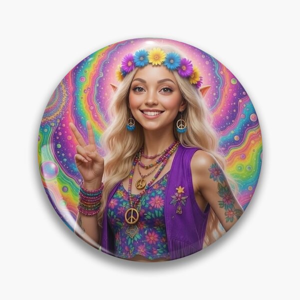 Item preview, Hippy Chicks From Space - Psychedelic Space Hippie Girl Peace Sign designed and sold by David Brookes Digital.