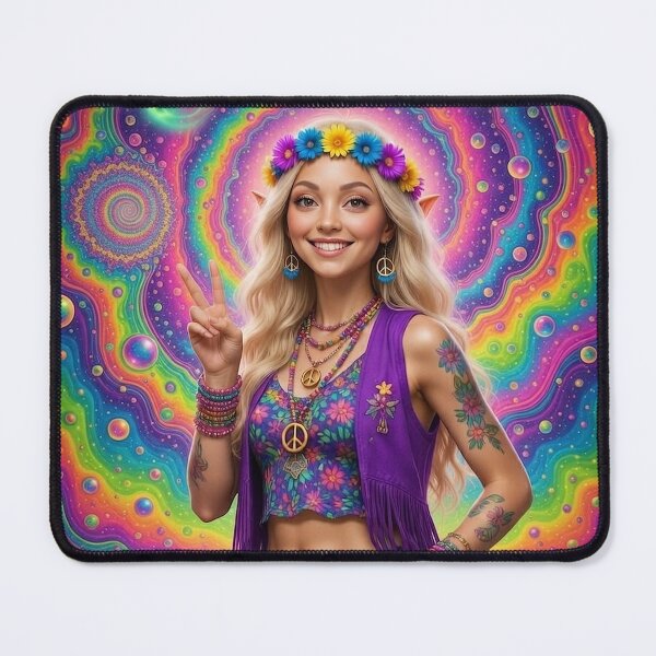 Item preview, Hippy Chicks From Space - Psychedelic Space Hippie Girl Peace Sign designed and sold by David Brookes Digital.
