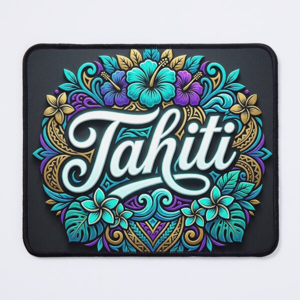Item preview, Tahitian Floral Typography Emblem designed and sold by Doug Healey .