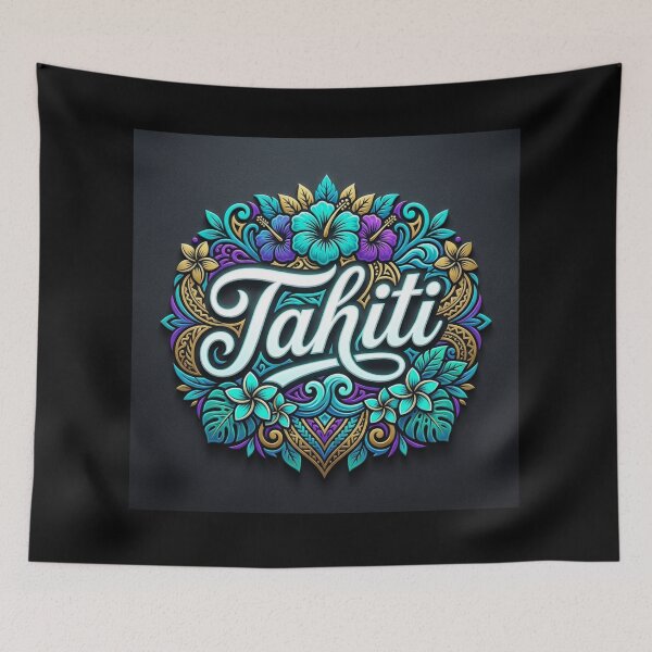 Item preview, Tahitian Floral Typography Emblem designed and sold by Doug Healey .