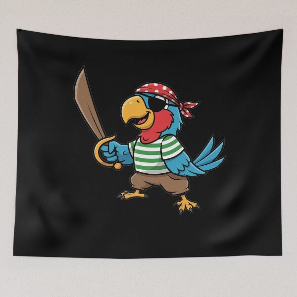 Item preview, Swashbuckling Cartoon Pirate Parrot with Sword designed and sold by k3rstman1.