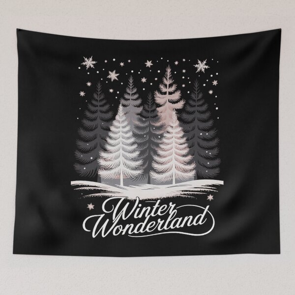 Item preview, Winter Wonderland Trendy Holiday Winter Forest , Winter Vibes Evergreen Trees and Snowflakes designed and sold by EllenJast.