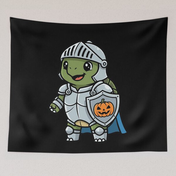 Item preview, Cute Halloween Turtle Knight with Pumpkin Shield designed and sold by k3rstman1.