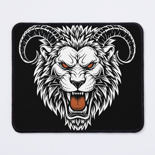 Item preview, Lion with Ram's Horns Totem Chimera White designed and sold by PixelStudioBe.