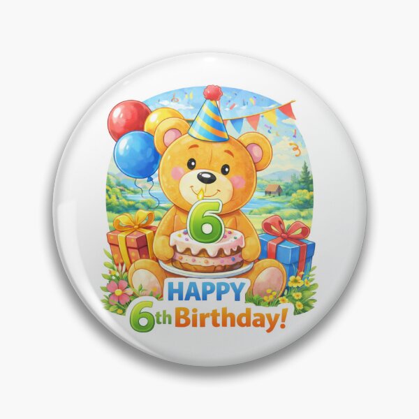 Artikelvorschau, 6. Geburtstag, Teddybär, Partyballons entworfen und verkauft von Myra365Art.