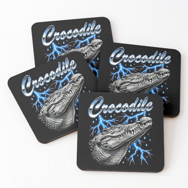 Item preview, Crocodile Chrome Script Gray Head Looking Up Blue Lightning Diamond Retro  designed and sold by graphixpolash.