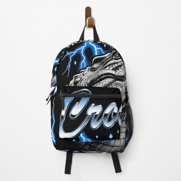 Item preview, Crocodile Chrome Script Gray Head Looking Up Blue Lightning Diamond Retro  designed and sold by graphixpolash.