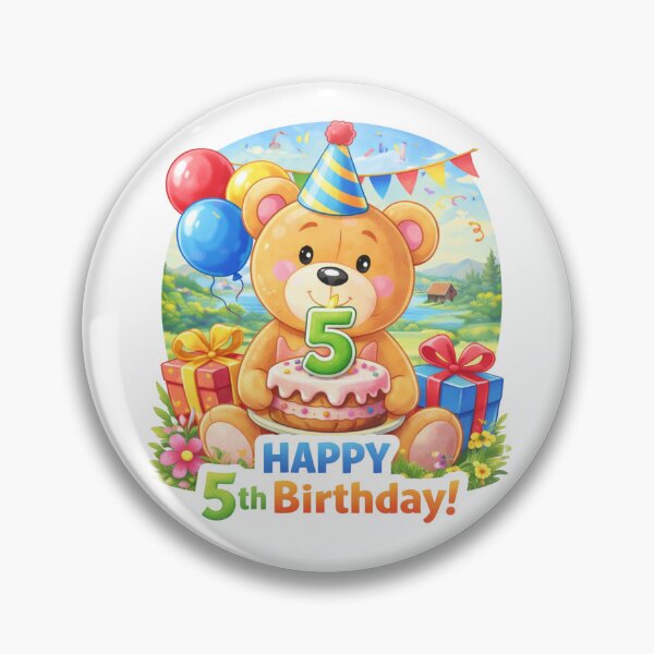 Artikelvorschau, 5. Geburtstag, Teddybär, Partyballons entworfen und verkauft von Myra365Art.