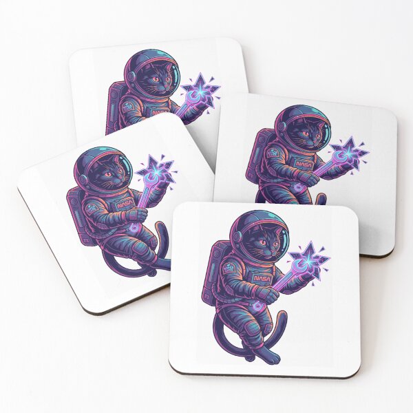 Item preview, Galactic Mechanic Cat - Neon Astronaut Space Art designed and sold by MaynyStudio.