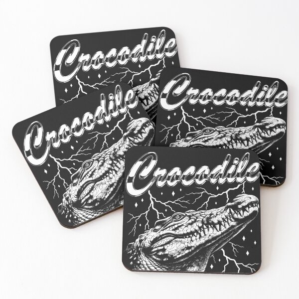 Item preview, Crocodile Chrome Script Gray Head Looking Up Blue Lightning Diamond Retro designed and sold by graphixpolash.