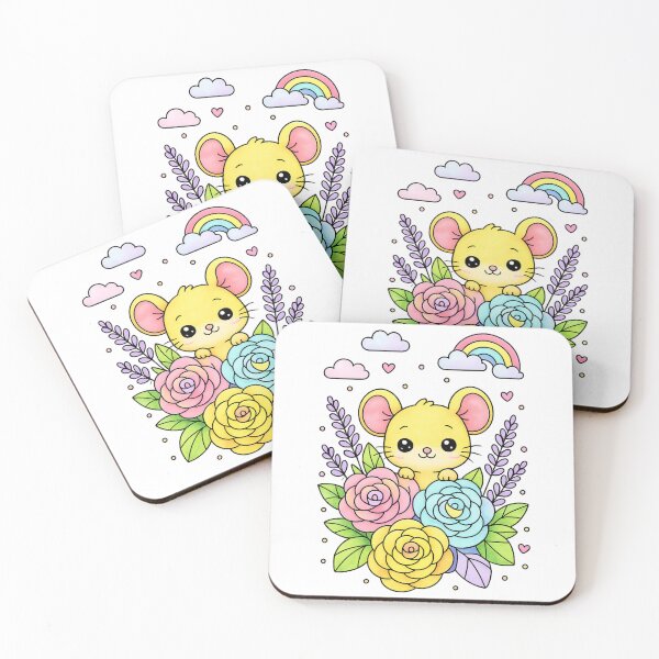 Item preview, Mouse and Flowers Cute Floral Animal Design designed and sold by SoftSproutstu.