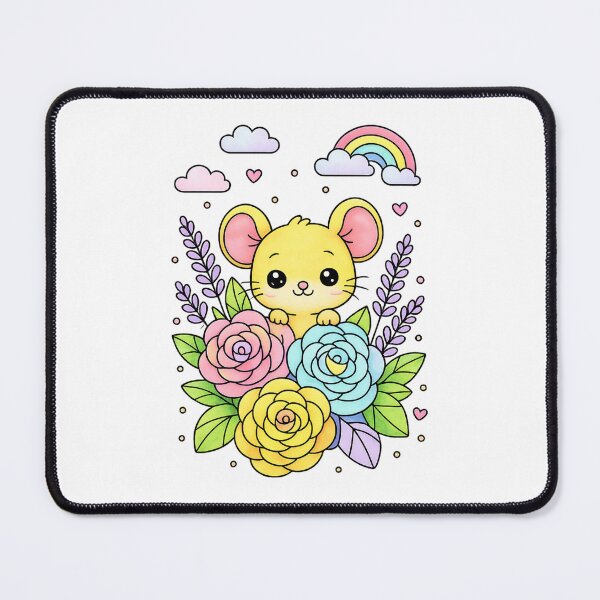 Item preview, Mouse and Flowers Cute Floral Animal Design designed and sold by SoftSproutstu.