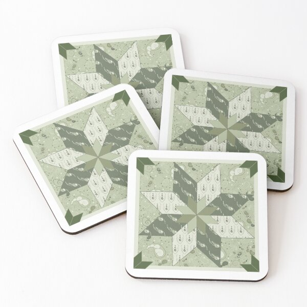 Item preview, Salt Water Shallows sea star patchwork in sea sage green designed and sold by LisaLeQuelenec.